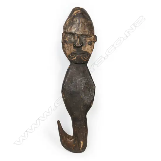 PNG old carved wood suspension hook,